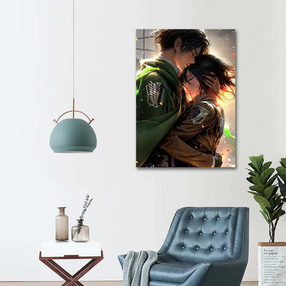 Eren And Mikasa-  HD Shining Metal Poster
