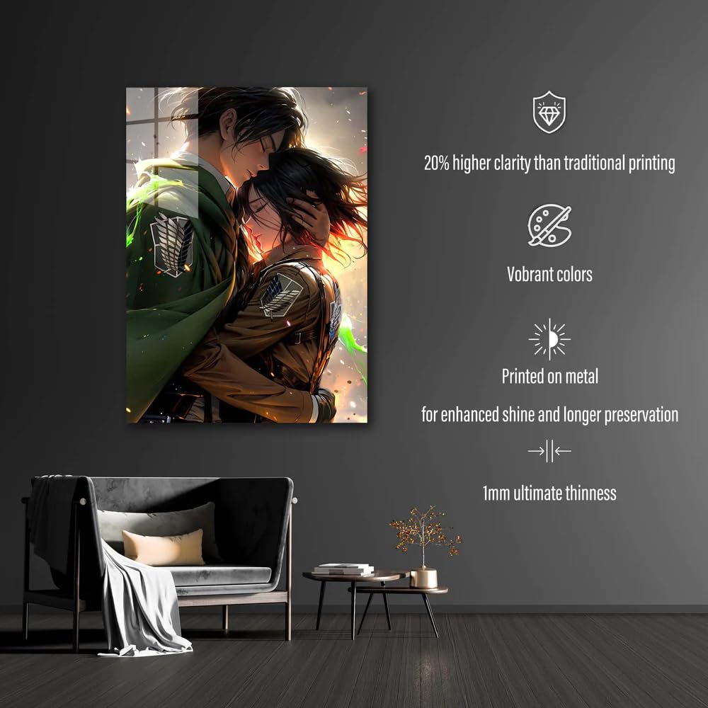 Eren And Mikasa-  HD Shining Metal Poster