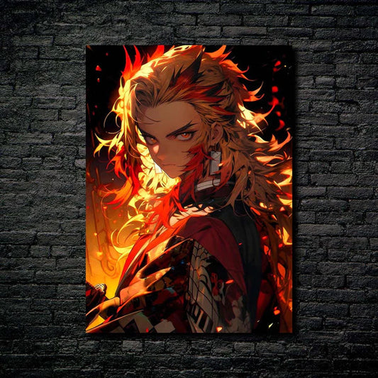 B00060-🎃Halloween Rengoku Kyoujurou- HD Shining Metal Poster